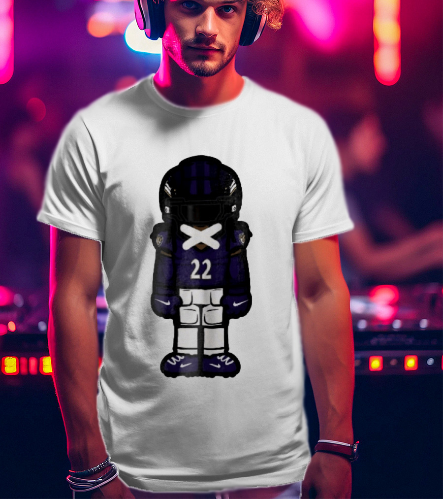 Baltimore Ravens Number 22 Cartoon Character Purple Uniform Football Player T-Shirt
