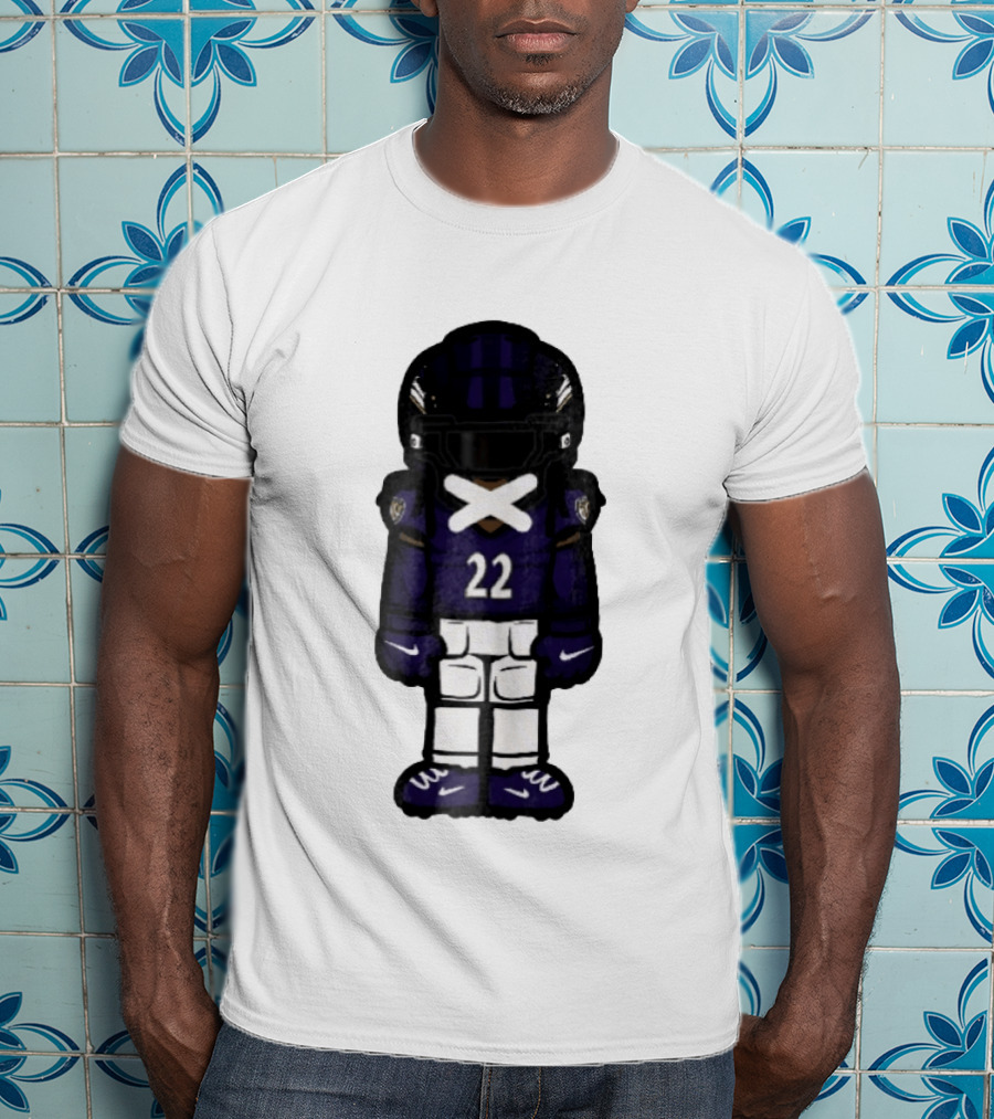 Baltimore Ravens Number 22 Cartoon Character Purple Uniform Football Player T-Shirt