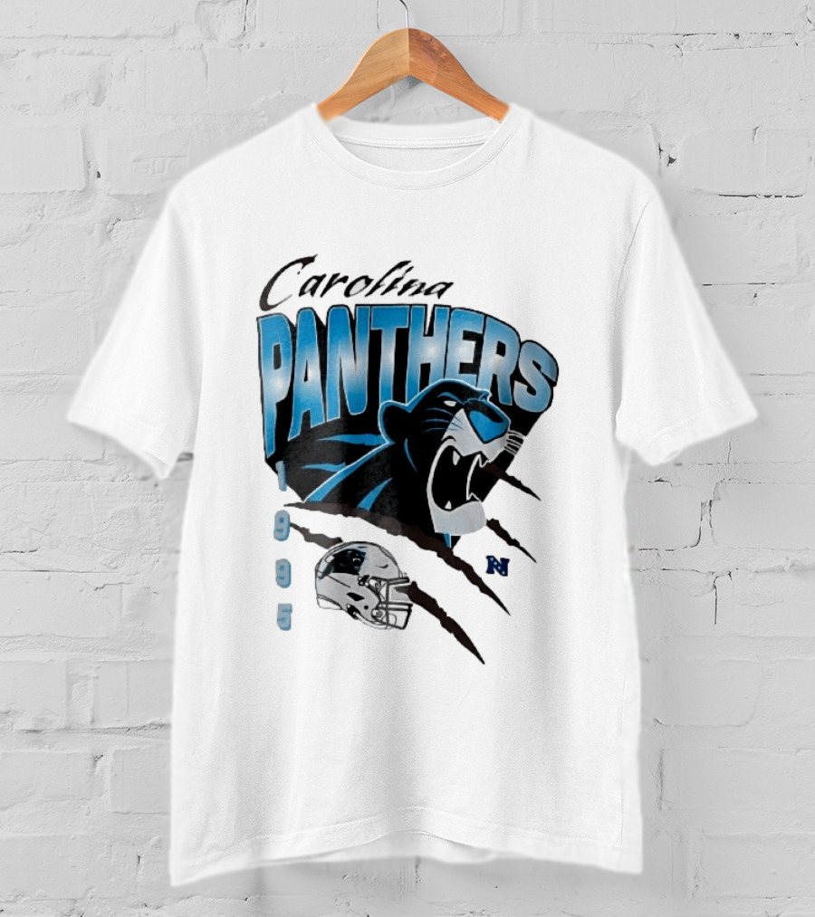 Carolina Panthers 1995 Roaring Head Claw Marks Football Helmet T-Shirt