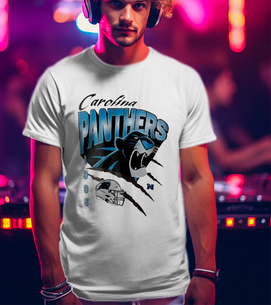 Carolina Panthers 1995 Roaring Head Claw Marks Football Helmet T-Shirt