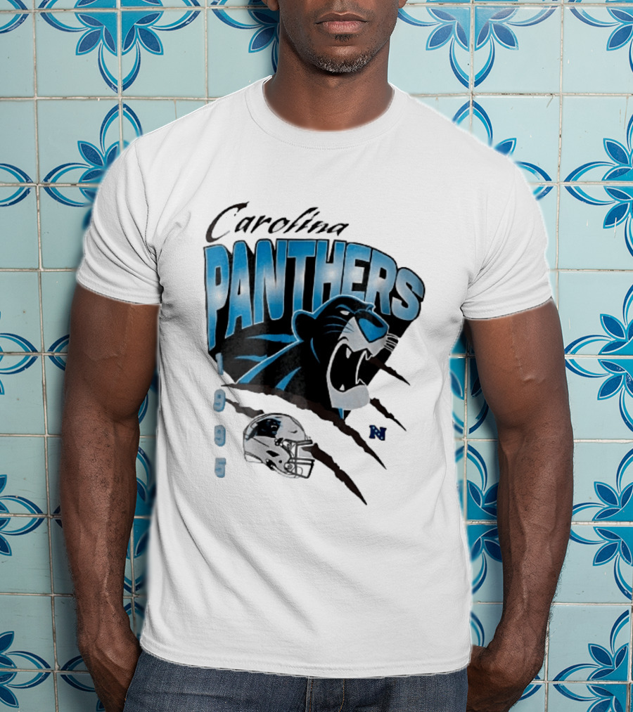 Carolina Panthers 1995 Roaring Head Claw Marks Football Helmet T-Shirt