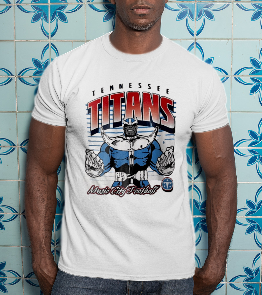 Tennessee Titans Music City Football Cartoon Comic Armor T-Shirt