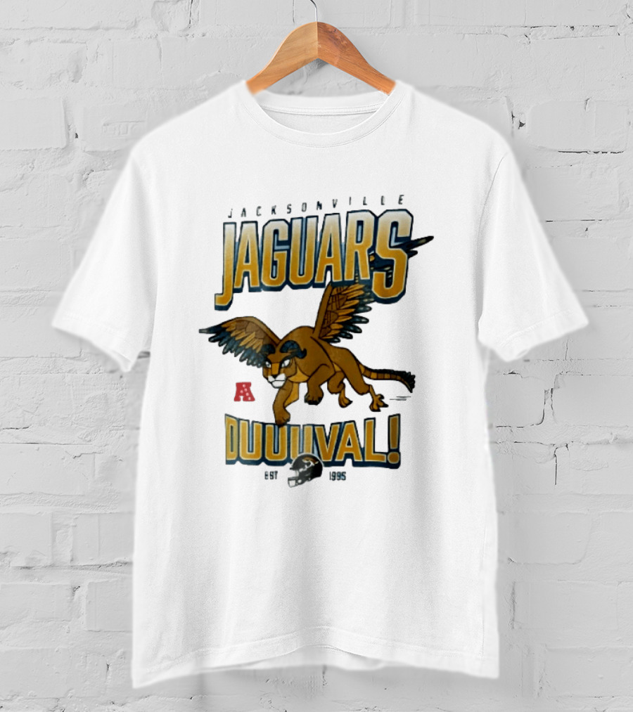 Jacksonville Jaguars Duuuval Winged Creature Est 1995 Football Helmet Cartoon T-Shirt