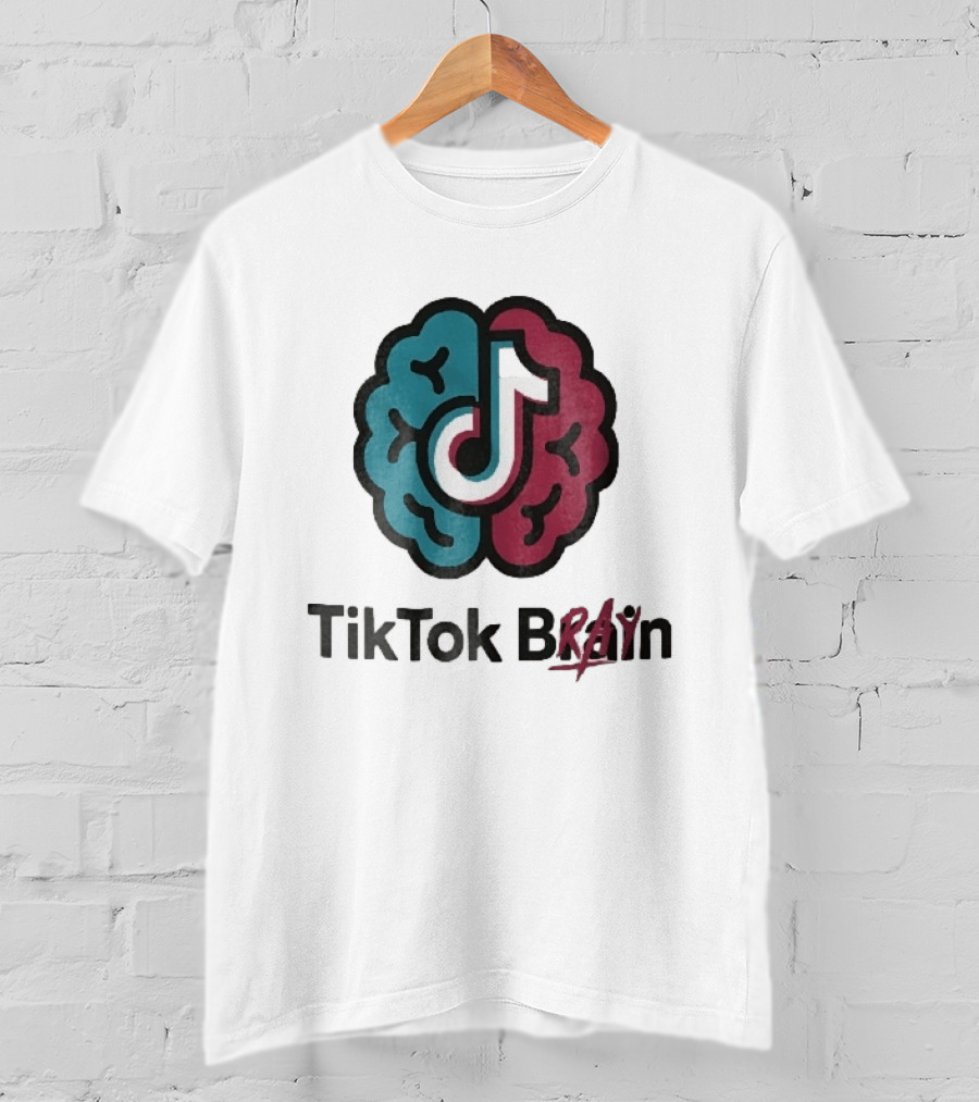 TikTok Brain Rot Teal Pink Hemispheres Music Note T-Shirt