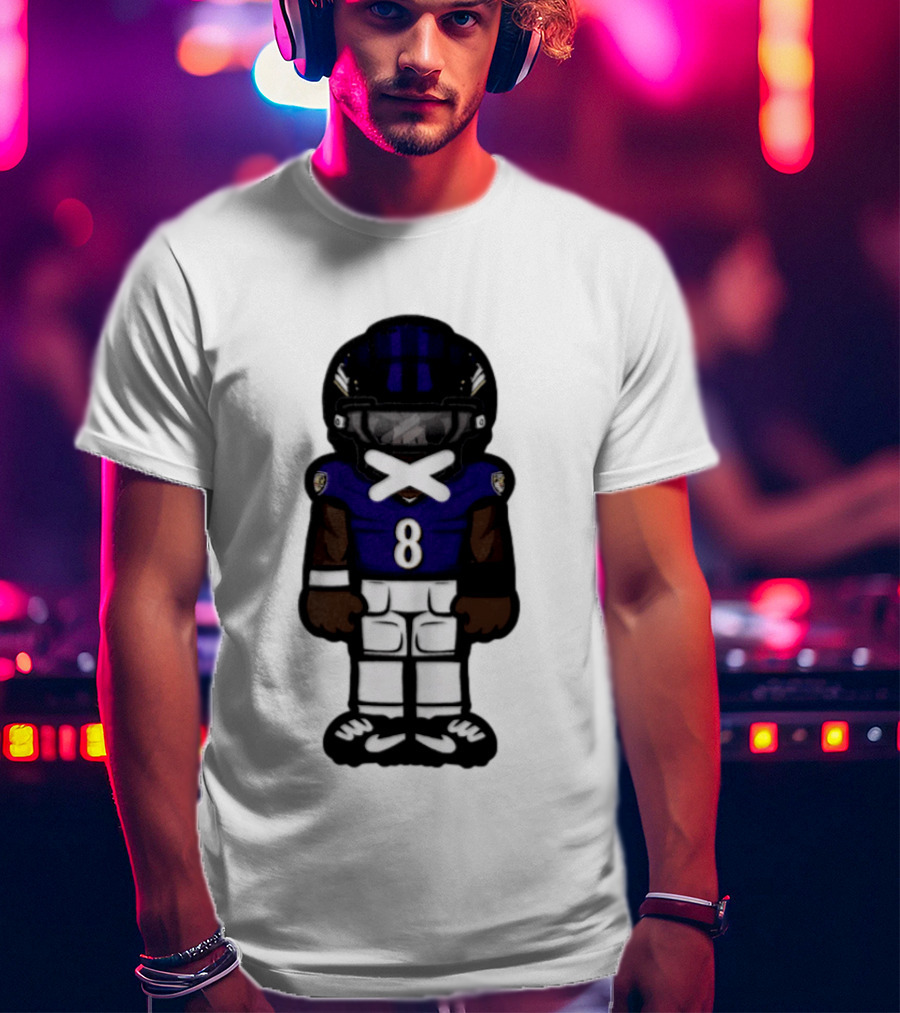 Lamar Jackson Baltimore Ravens Chibi Football 2026 Ravens Jersey Number 8 T-Shirt