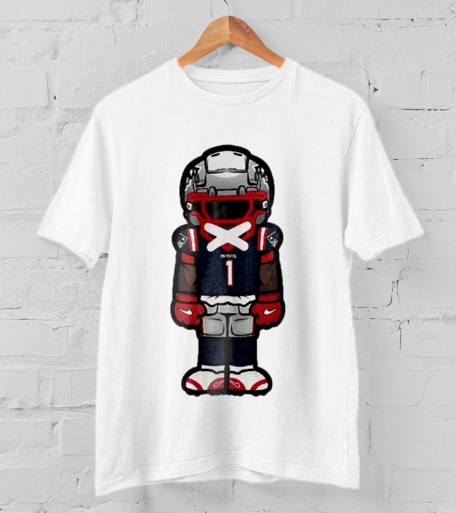 Patriots Chibi Player Jersey Number 1 Cartoon Football T-Shirt