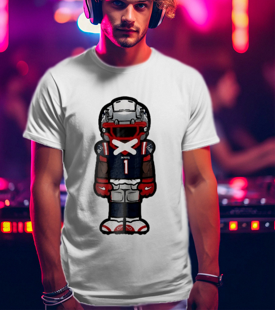 Patriots Chibi Player Jersey Number 1 Cartoon Football T-Shirt