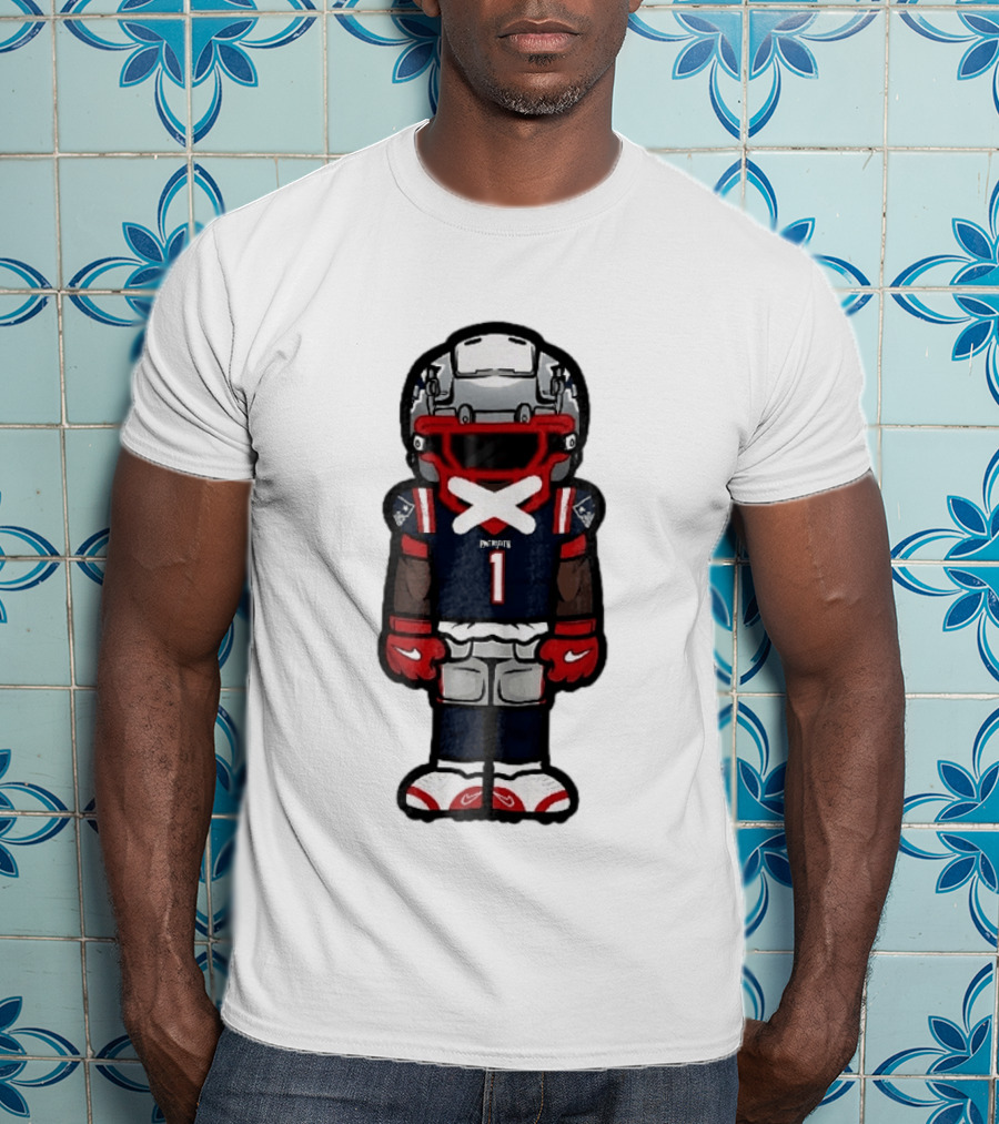 Patriots Chibi Player Jersey Number 1 Cartoon Football T-Shirt