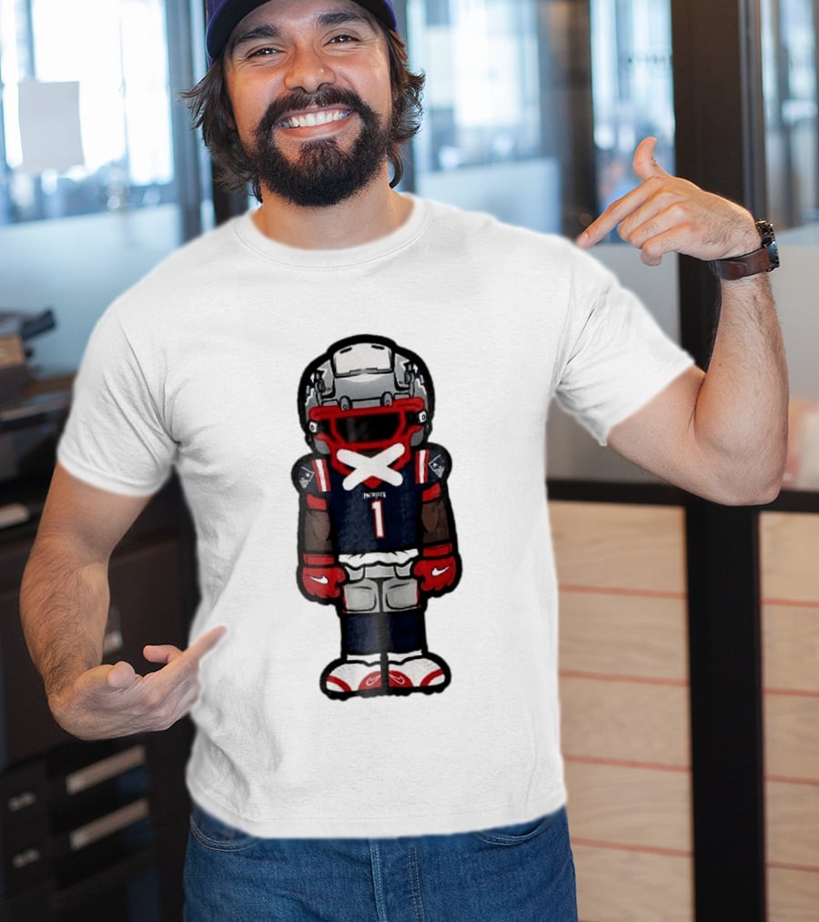 Patriots Chibi Player Jersey Number 1 Cartoon Football T-Shirt