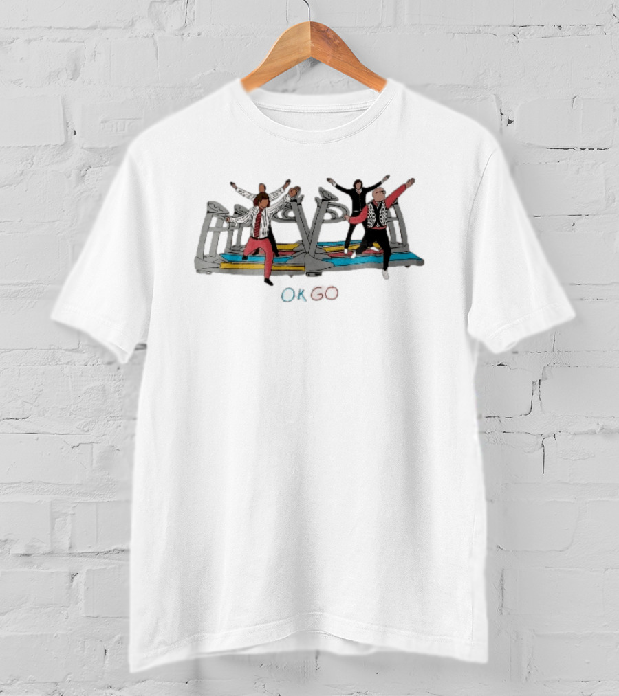Ok Go Band Members Dancing On Treadmills Cartoon T-Shirt