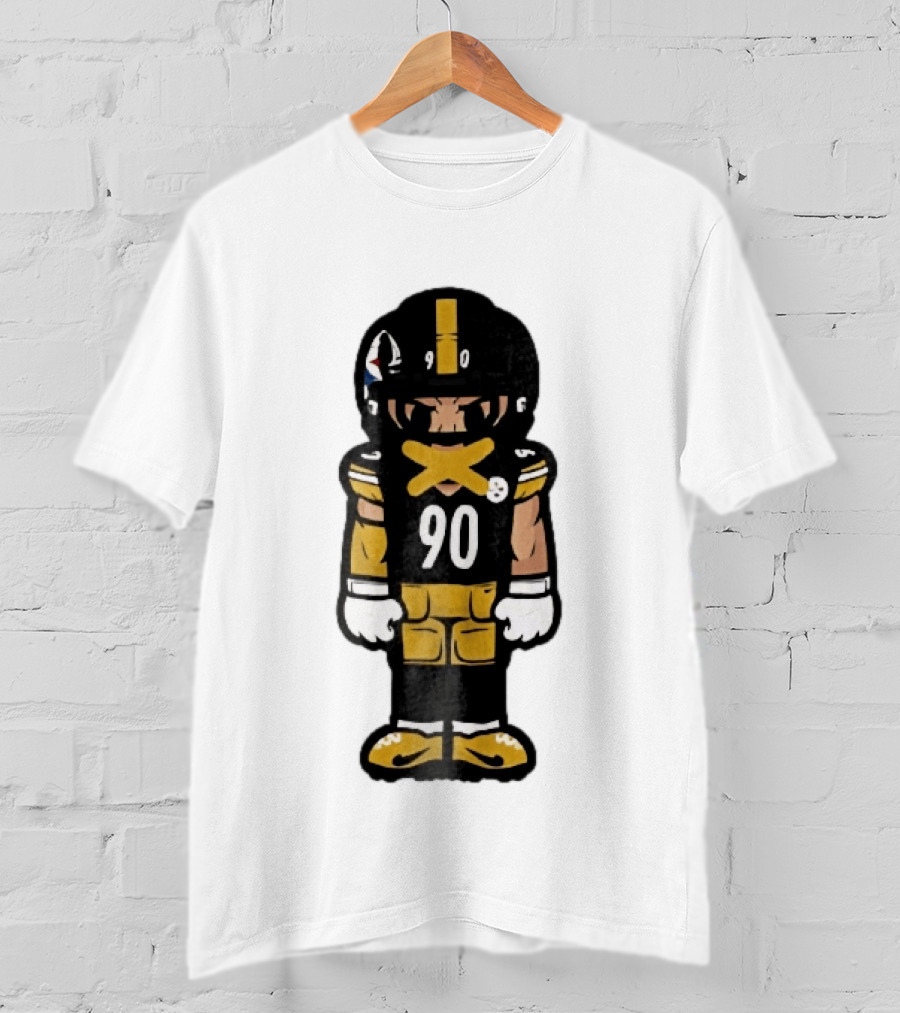 Pittsburgh Steelers 90 Cartoon Football Player Yellow Tape Mouth Iconic Team T-Shirt