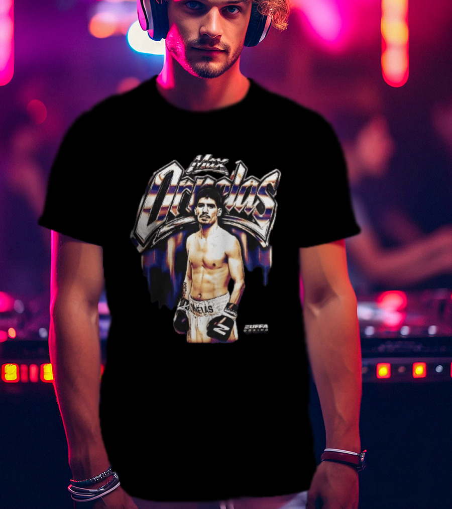 Max Ornelas Boxer Stance Metallic Chrome Lettering Flames Zuffa Boxing Bootleg T-Shirt