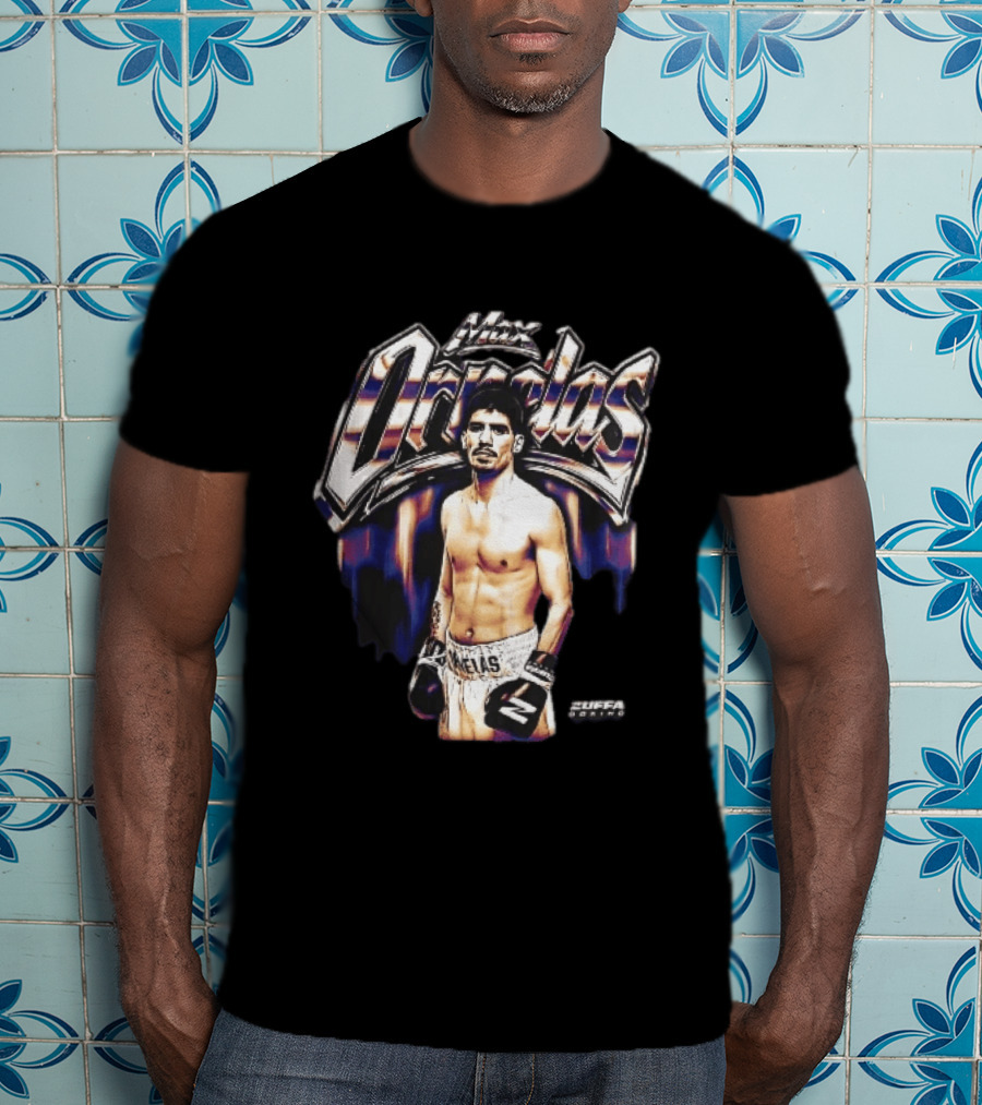Max Ornelas Boxer Stance Metallic Chrome Lettering Flames Zuffa Boxing Bootleg T-Shirt
