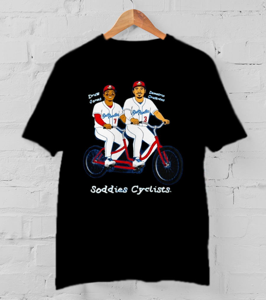 Soddies Cyclists Drew Jones Demelio Crisantes Amarillo Sod Poodles Tandem Bike T-Shirt