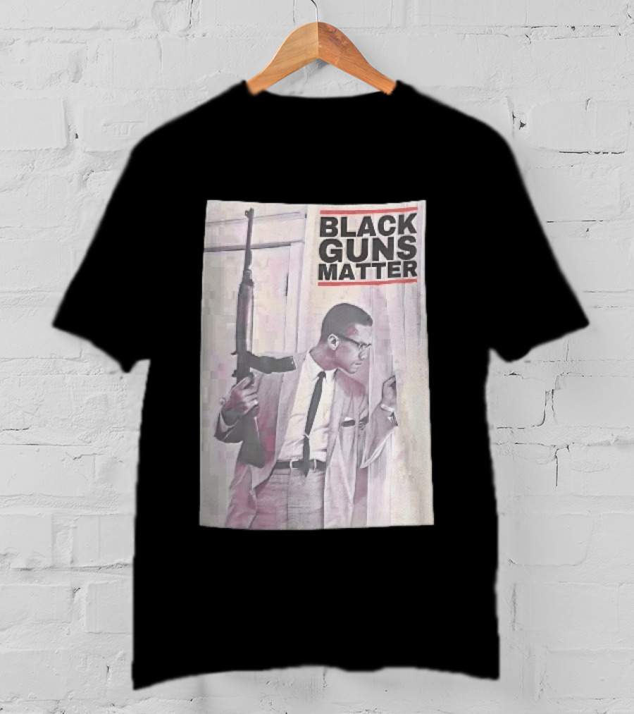 Black Guns Matter Malcolm X Holding Rifle Sketch T-Shirt