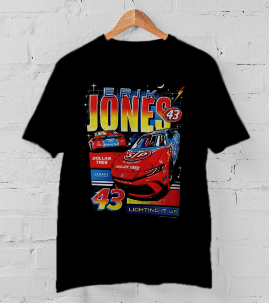 Erik Jones 43 Dollar Tree Toyota Legacy Motor Club Lighting It Up Racing Car T-Shirt
