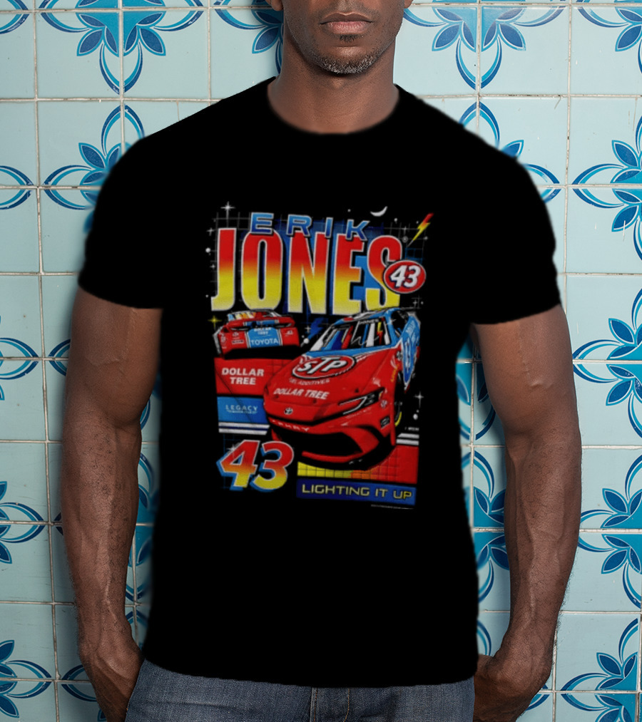Erik Jones 43 Dollar Tree Toyota Legacy Motor Club Lighting It Up Racing Car T-Shirt