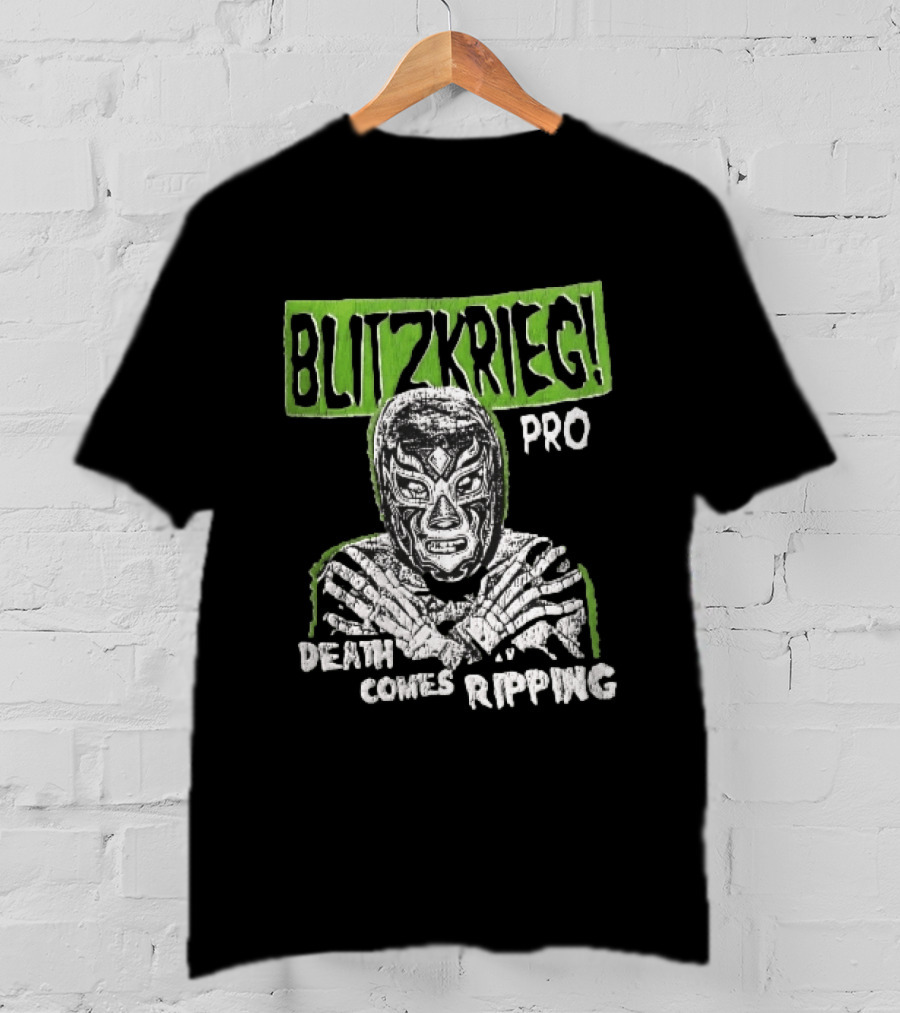 Blitzkrieg Pro Death Comes Ripping Masked Luchador Skeleton T-Shirt