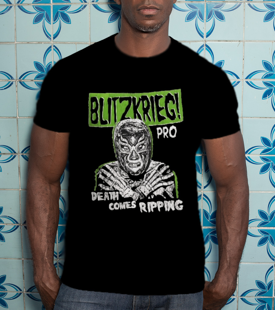 Blitzkrieg Pro Death Comes Ripping Masked Luchador Skeleton T-Shirt