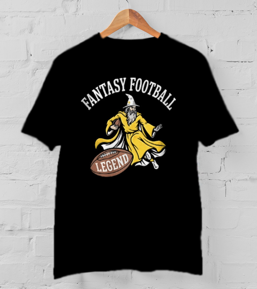 Fantasy Football Legend Yellow Robe Wizard Running With Ball T-Shirt