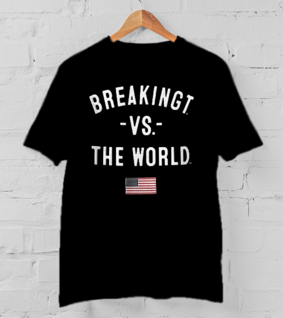Breakingt Vs The World American Flag USA Theme White Arched T-Shirt