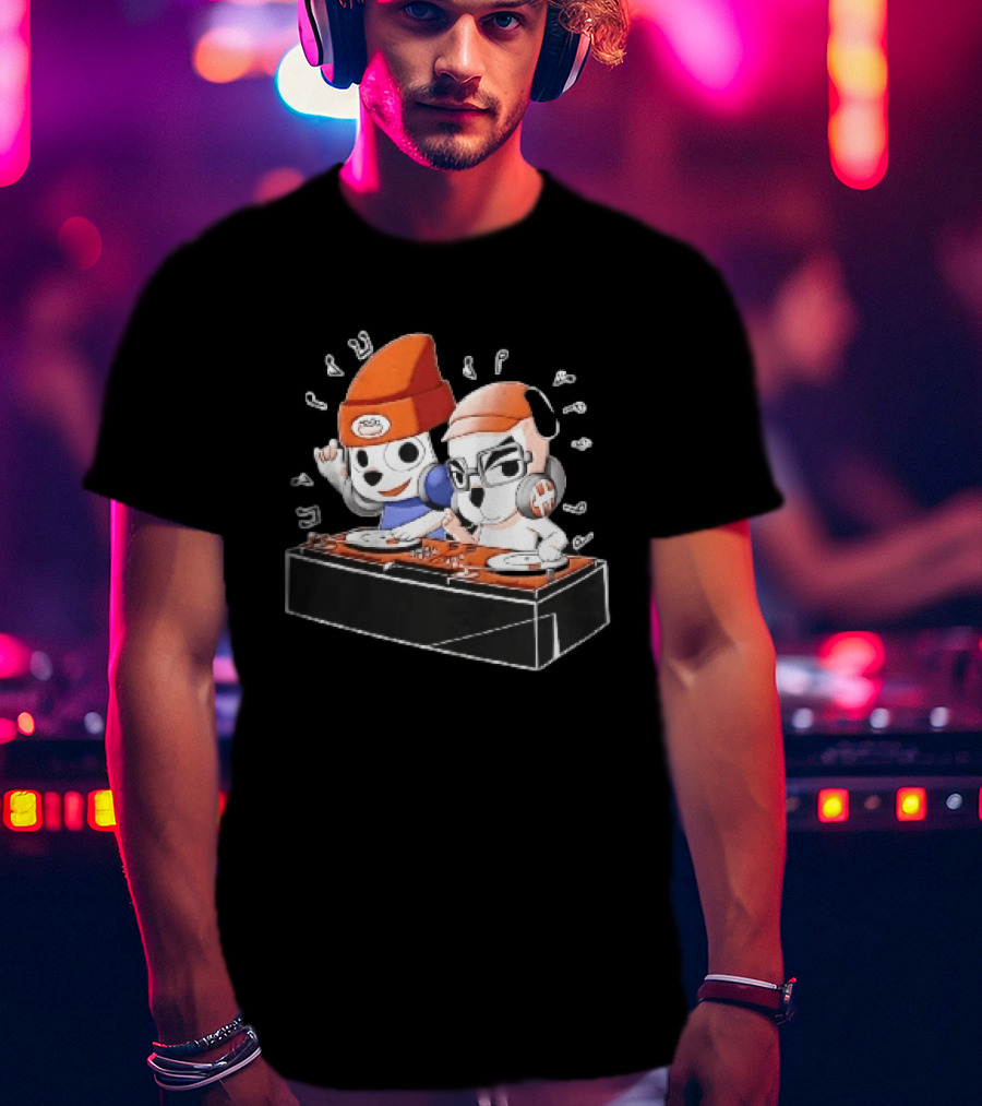 Parappa The Rapper DJ KK Animal Crossing Turntables Music Notes Collaboration T-Shirt