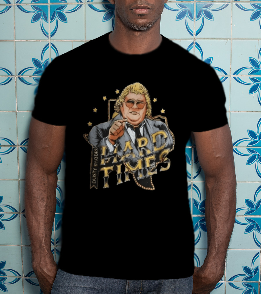 Dusty Rhodes Hard Times Wrestler Pointing Suit Sunglasses Stars T-Shirt
