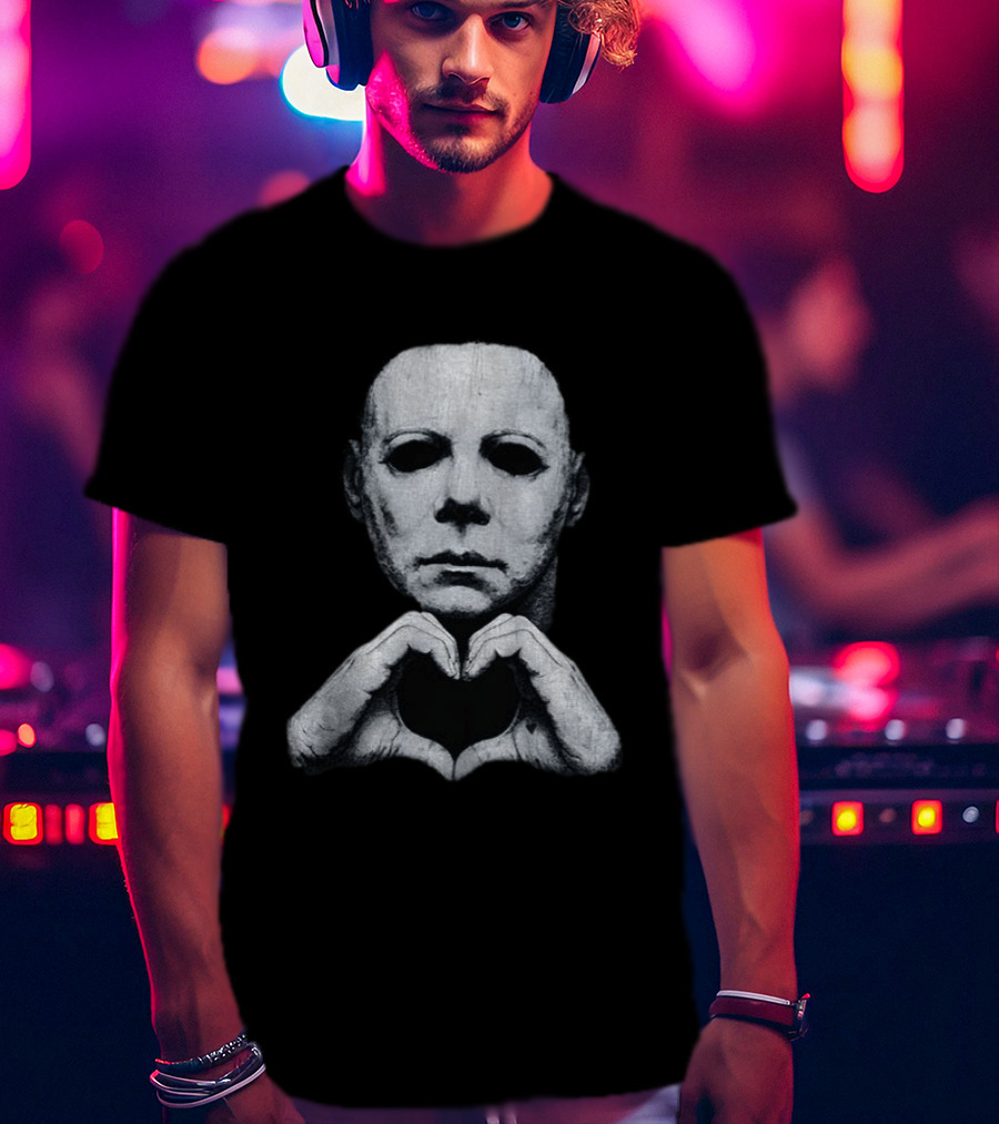 Michael Myers Heart Hands Iconic Horror Character Gesture T-Shirt