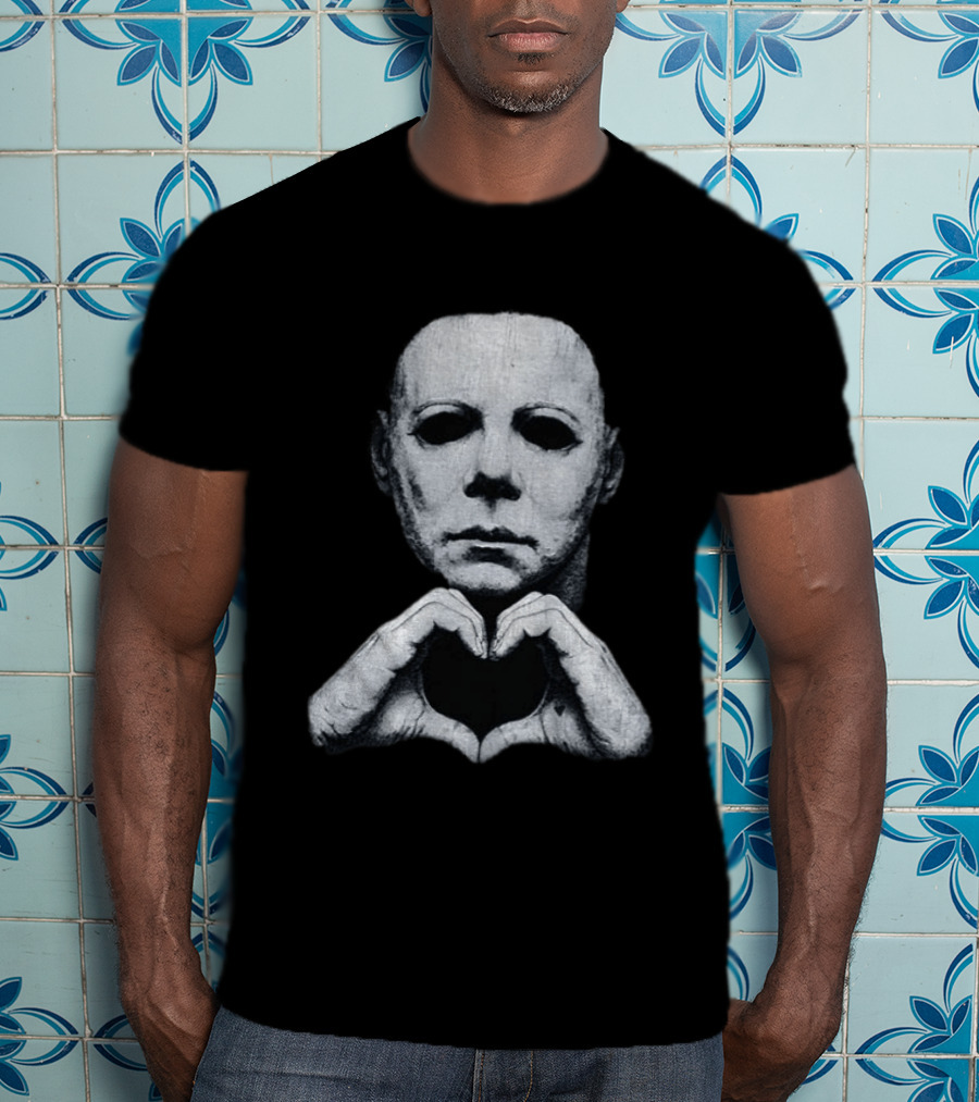 Michael Myers Heart Hands Iconic Horror Character Gesture T-Shirt