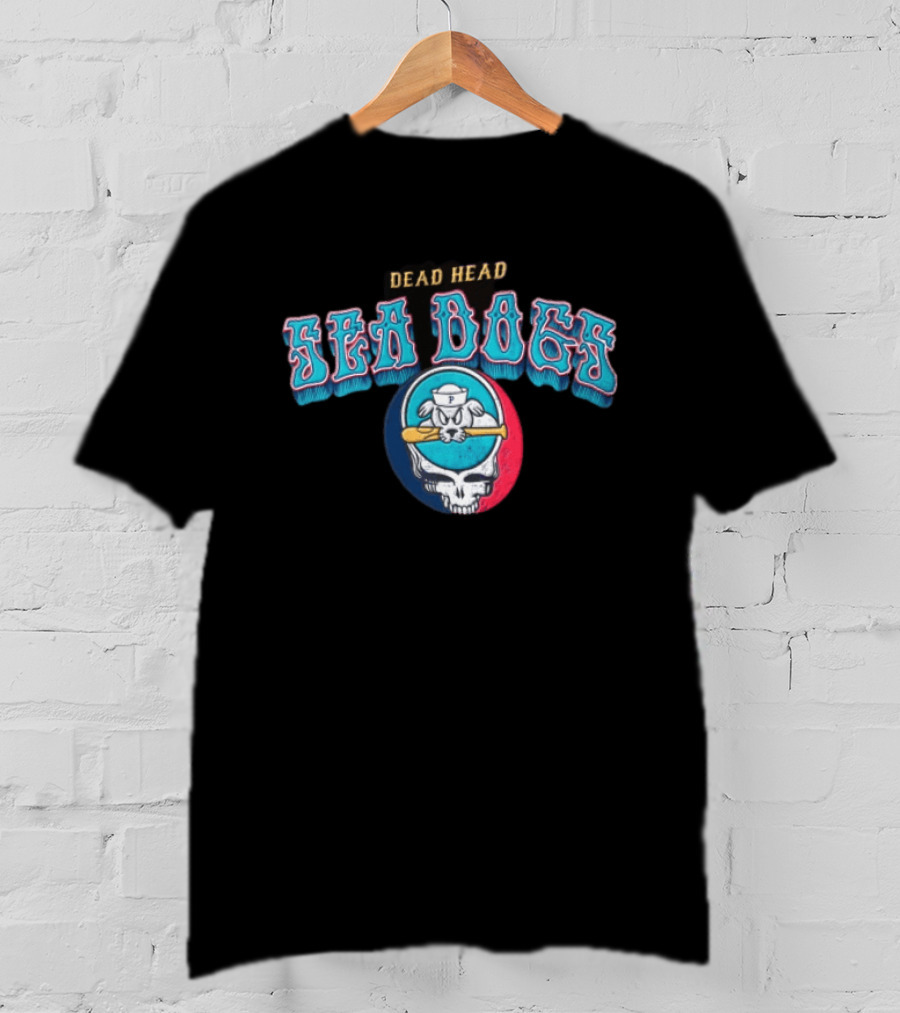 Dead Head Sea Dogs Baseball Team Retro Skull Bat T-Shirt