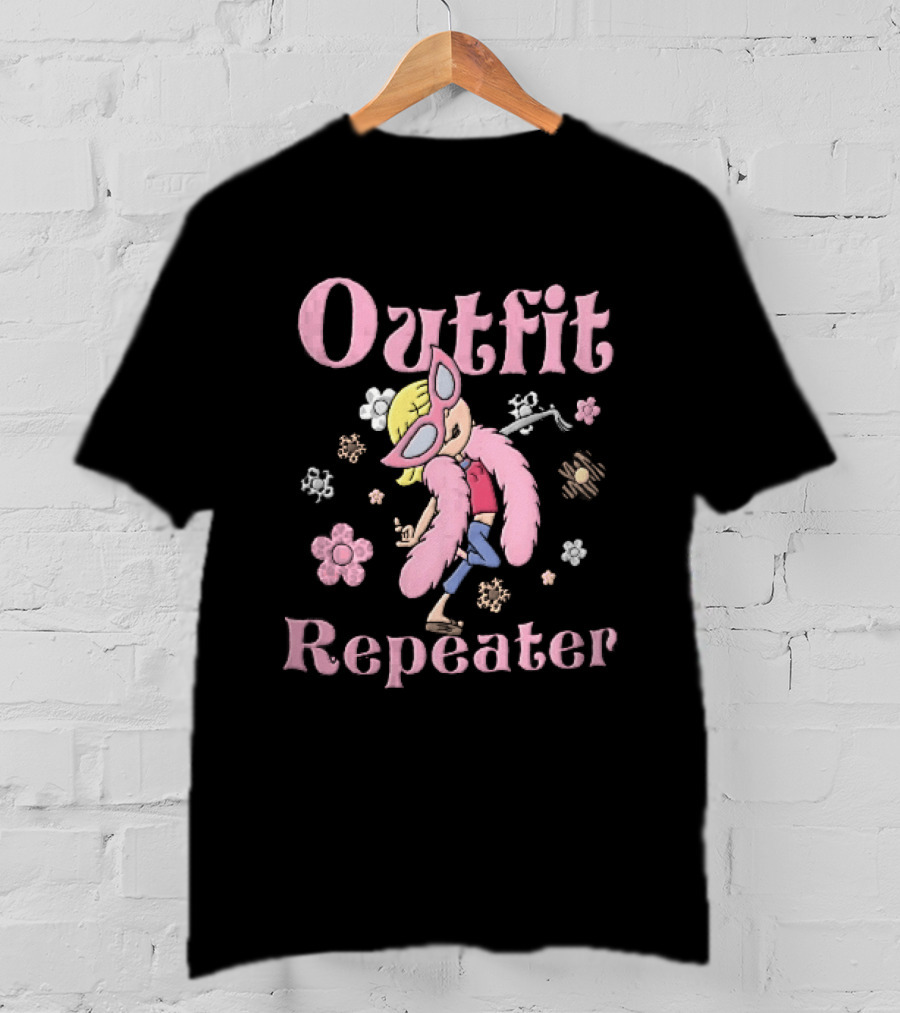 Outfit Repeater Cartoon Girl Pink Sunglasses Floral T-Shirt