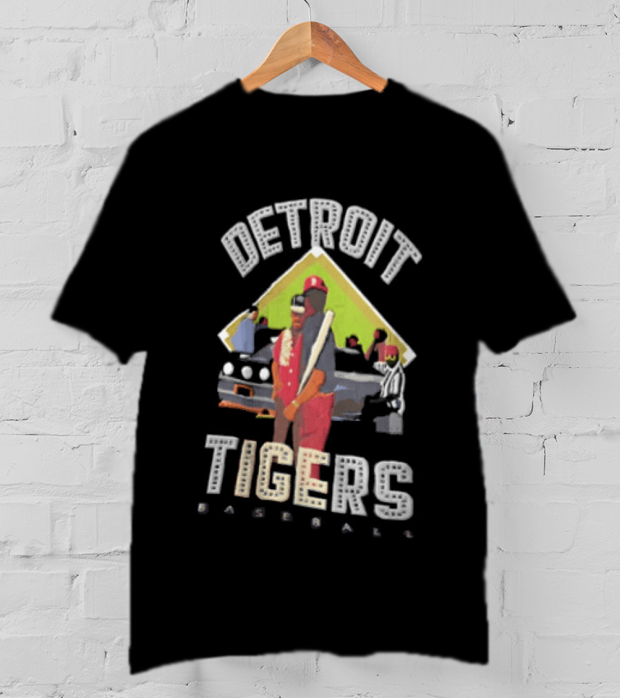 Detroit Tigers Baseball With Car And Figures T-Shirt