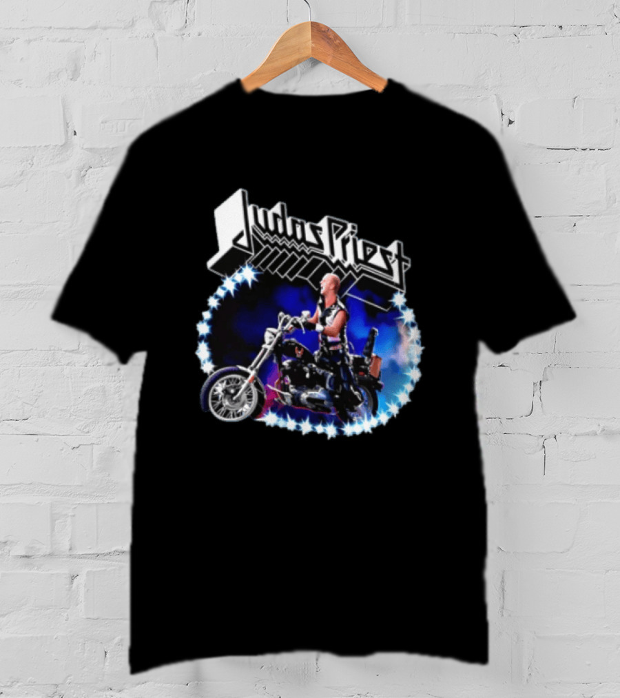 Judas Priest Rob Halford Motorcycle Star Lights T-Shirt