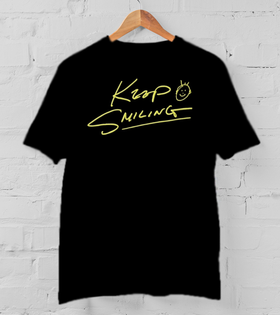 Ke Huy Quan Keep Smiling Handwritten Yellow Text With Smiley Face T-Shirt