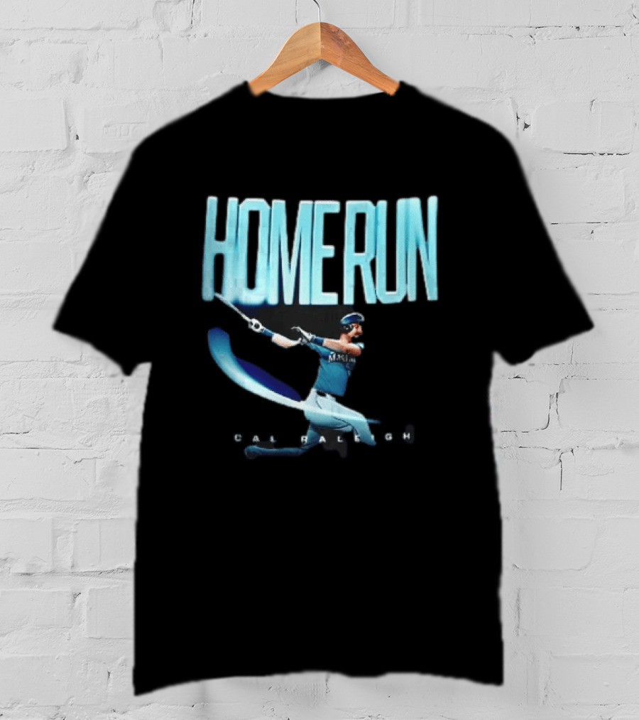 Seattle Mariners Cal Raleigh Home Run Batter Swinging Light Trail T-Shirt