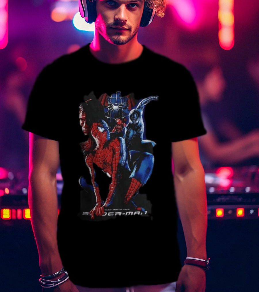 Tobey Maguire Spider Man 3 Red Black Suit Superhero Collage T-Shirt
