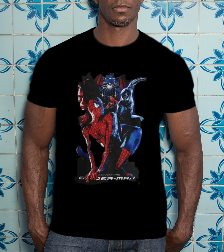 Tobey Maguire Spider Man 3 Red Black Suit Superhero Collage T-Shirt