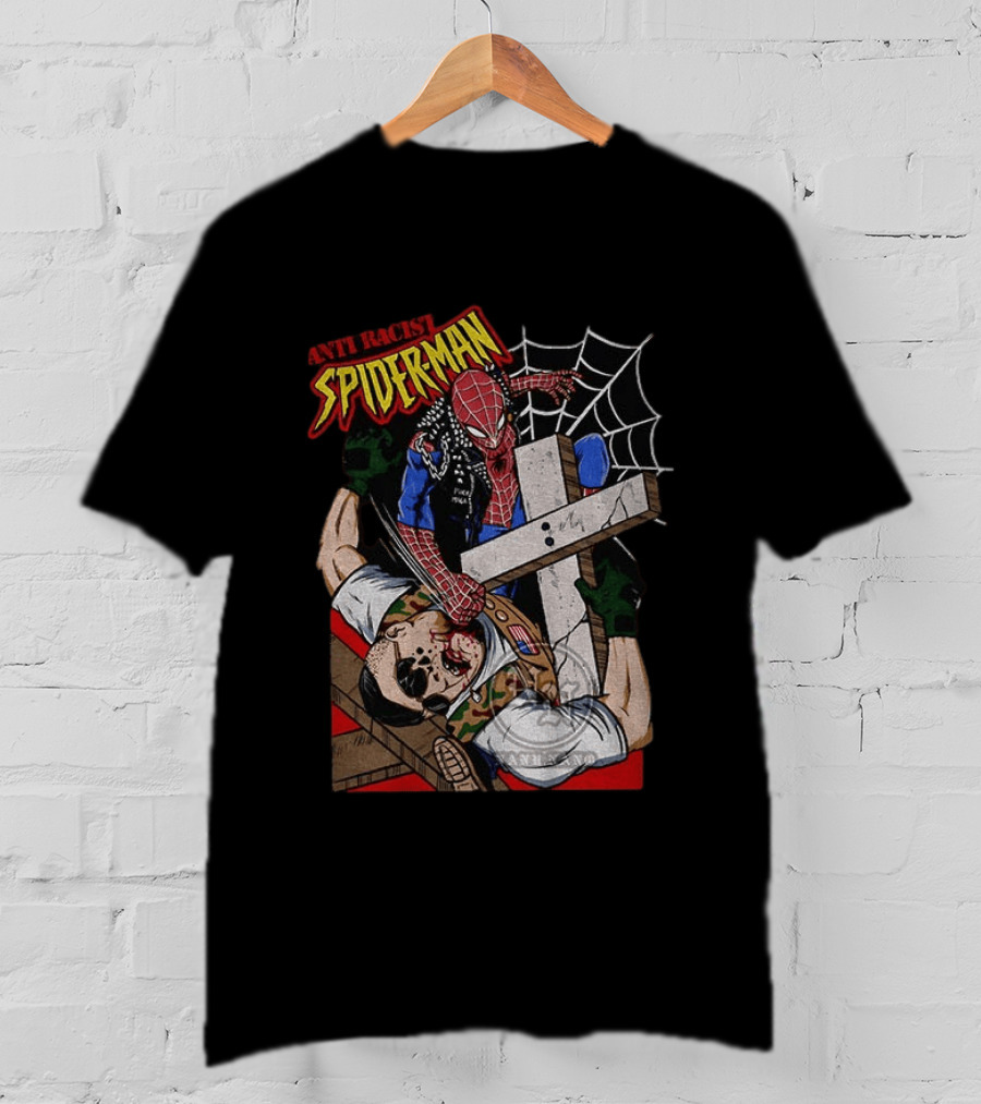 Anti Racist Spider Man Punches Nazi Swastika Website T-Shirt
