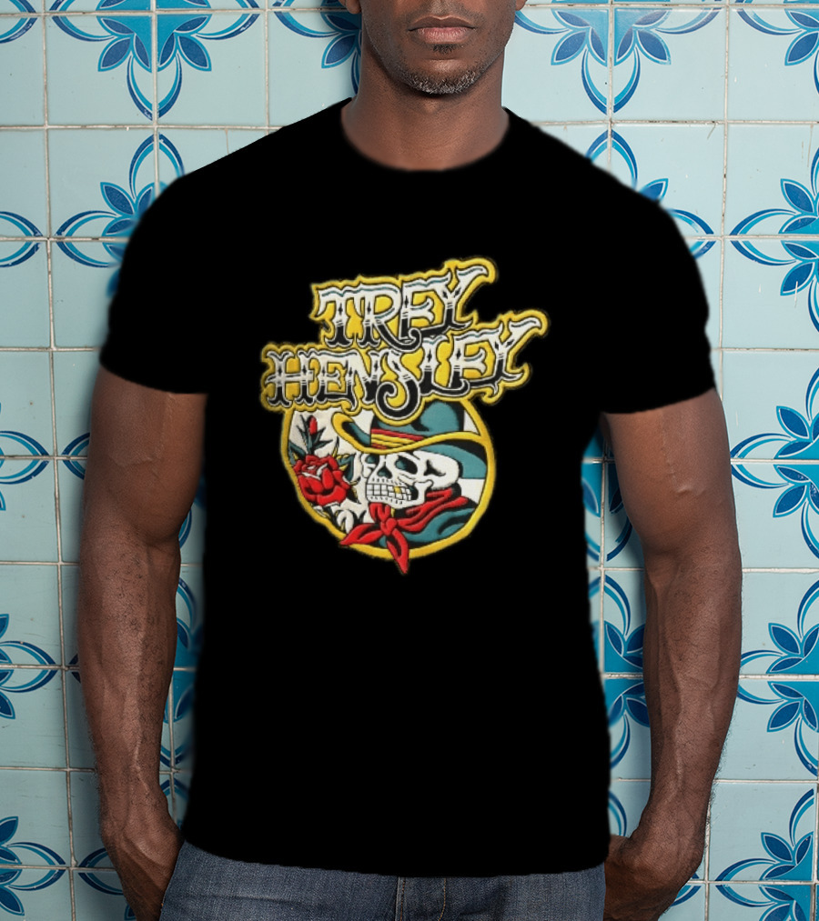 Trey Hensley Skeleton Cowboy Red Rose Traditional Tattoo T-Shirt