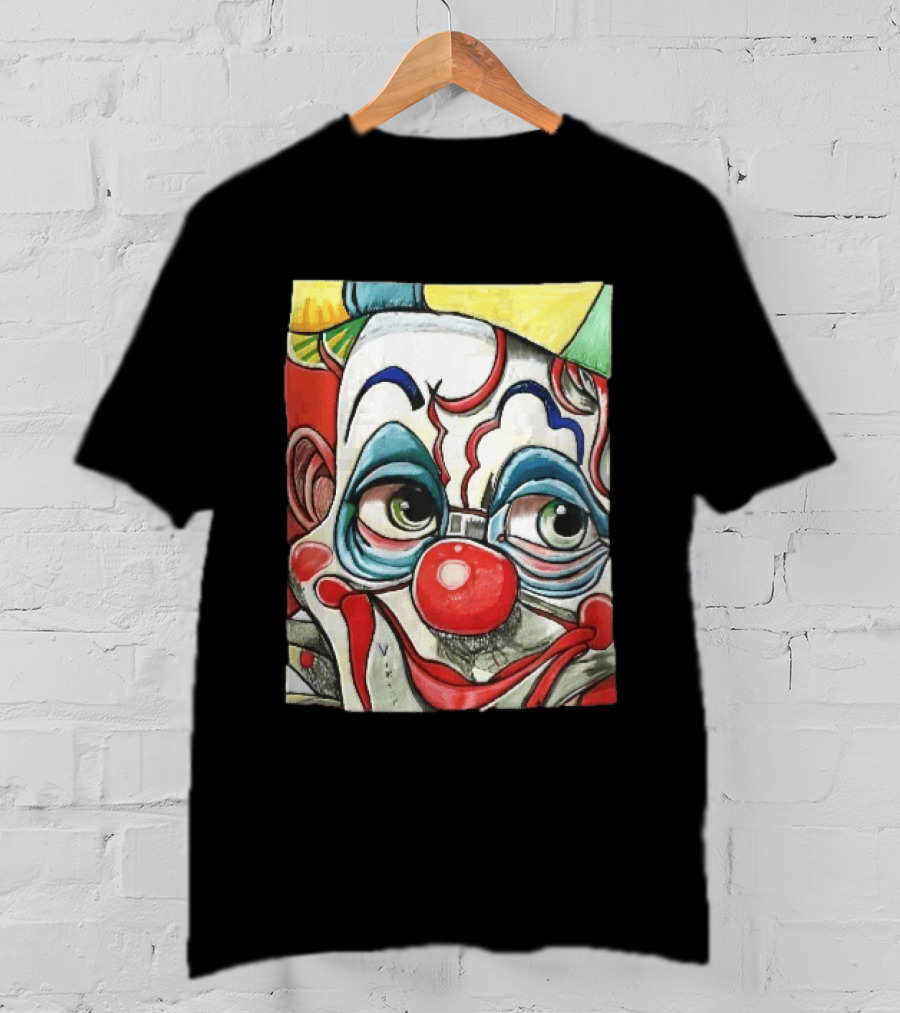 Viktor Clown With Red Nose And Green Eyes Caricature Painting T-Shirt