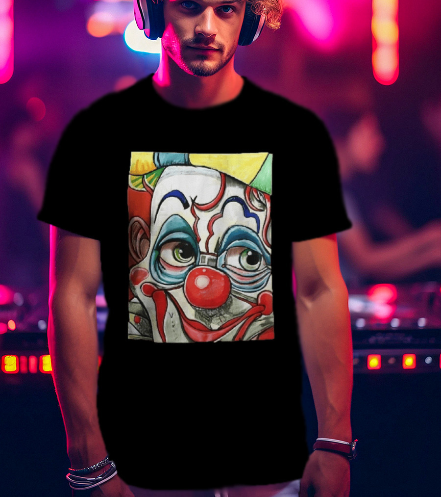 Viktor Clown With Red Nose And Green Eyes Caricature Painting T-Shirt