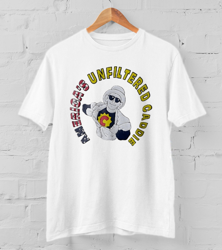 America's Unfiltered Caddie Cartoon Superhero Ripping Open Jumpsuit T-Shirt