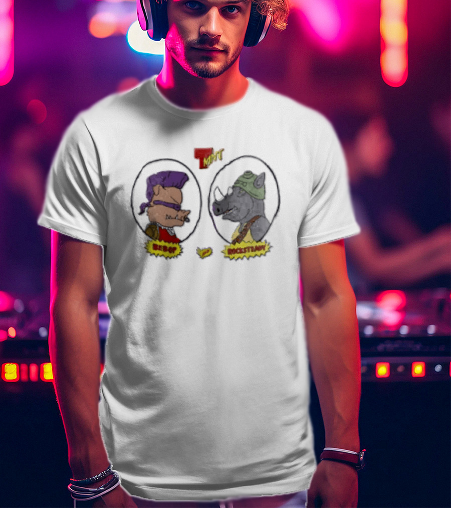 Bebop Rocksteady TMNT Vintage Cartoon Characters T-Shirt