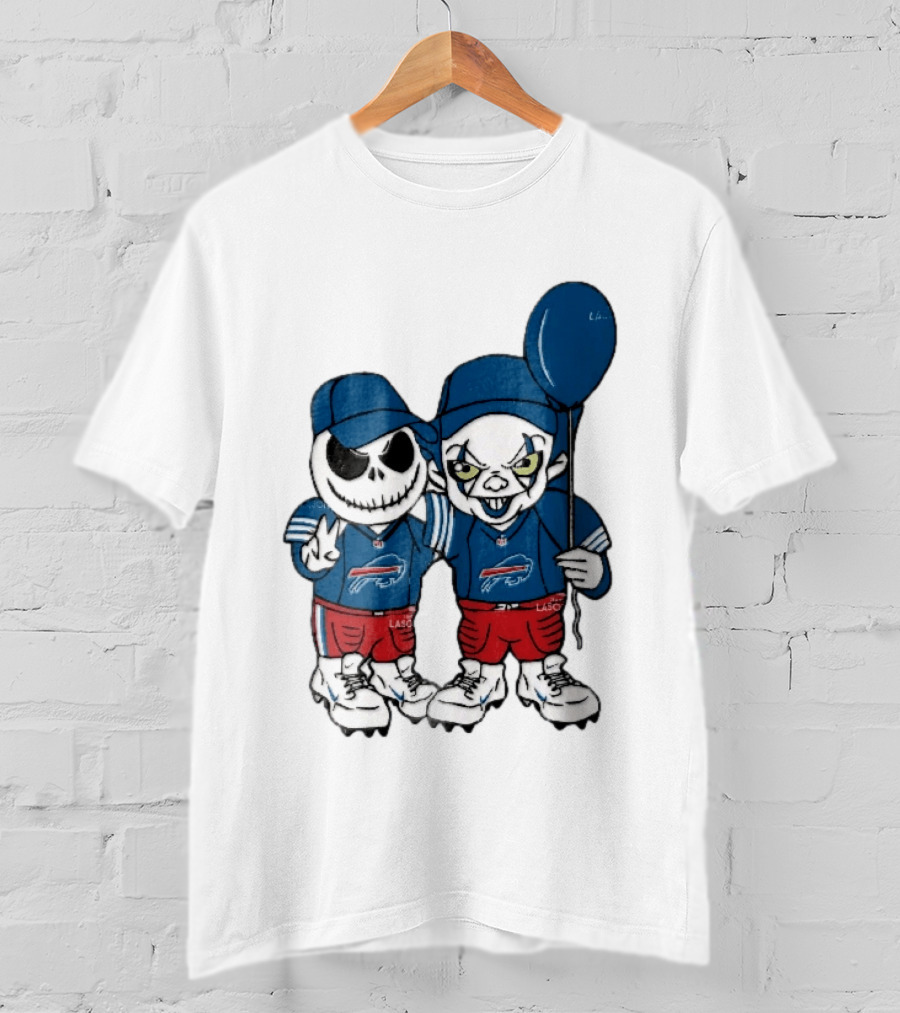 Buffalo Bills Skeleton Clown Duo With Balloon NFL Team Spirit T-Shirt