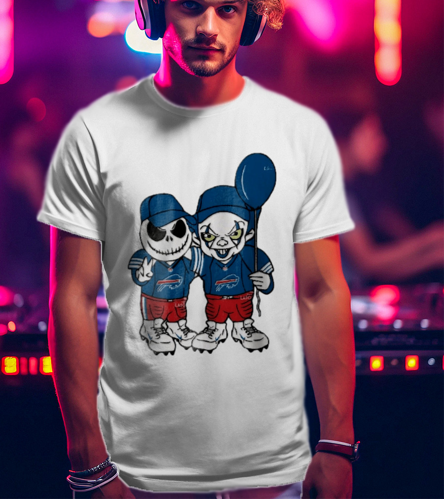 Buffalo Bills Skeleton Clown Duo With Balloon NFL Team Spirit T-Shirt