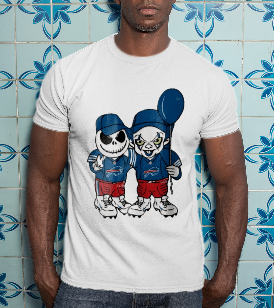 Buffalo Bills Skeleton Clown Duo With Balloon NFL Team Spirit T-Shirt