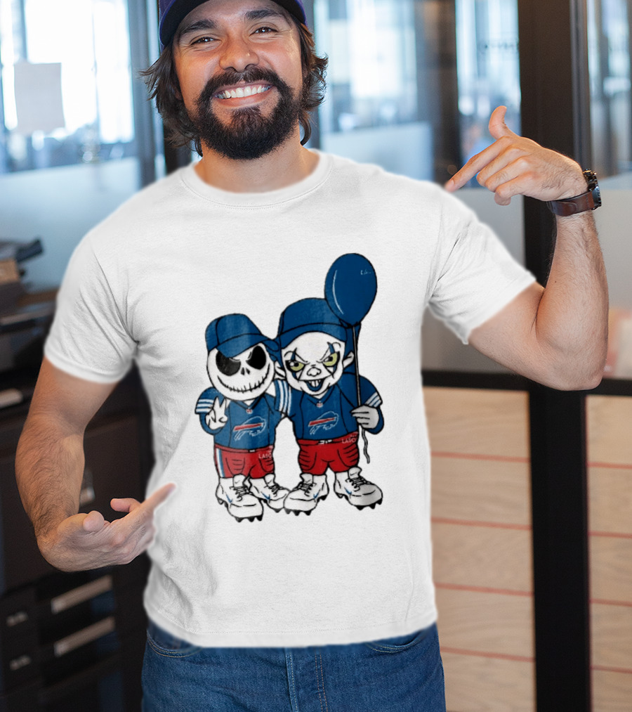 Buffalo Bills Skeleton Clown Duo With Balloon NFL Team Spirit T-Shirt
