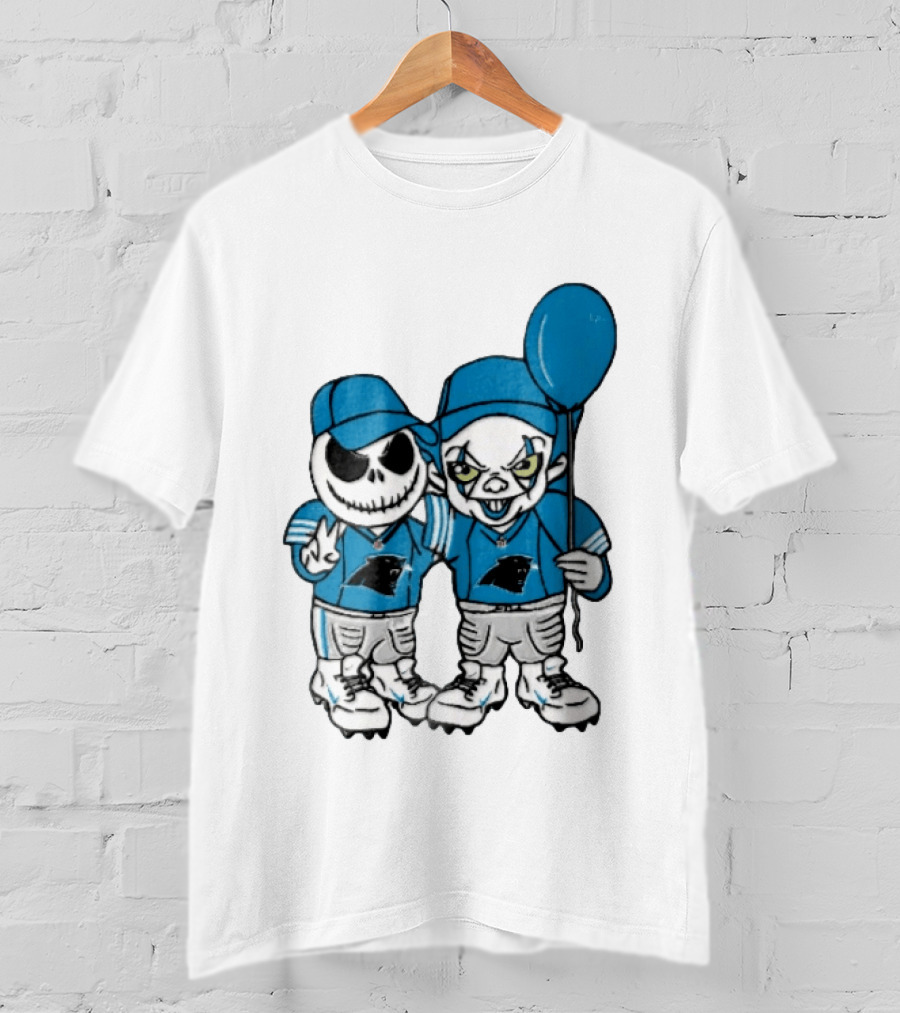 Carolina Panthers Jack Skellington Pennywise Blue Balloon Cartoon T-Shirt