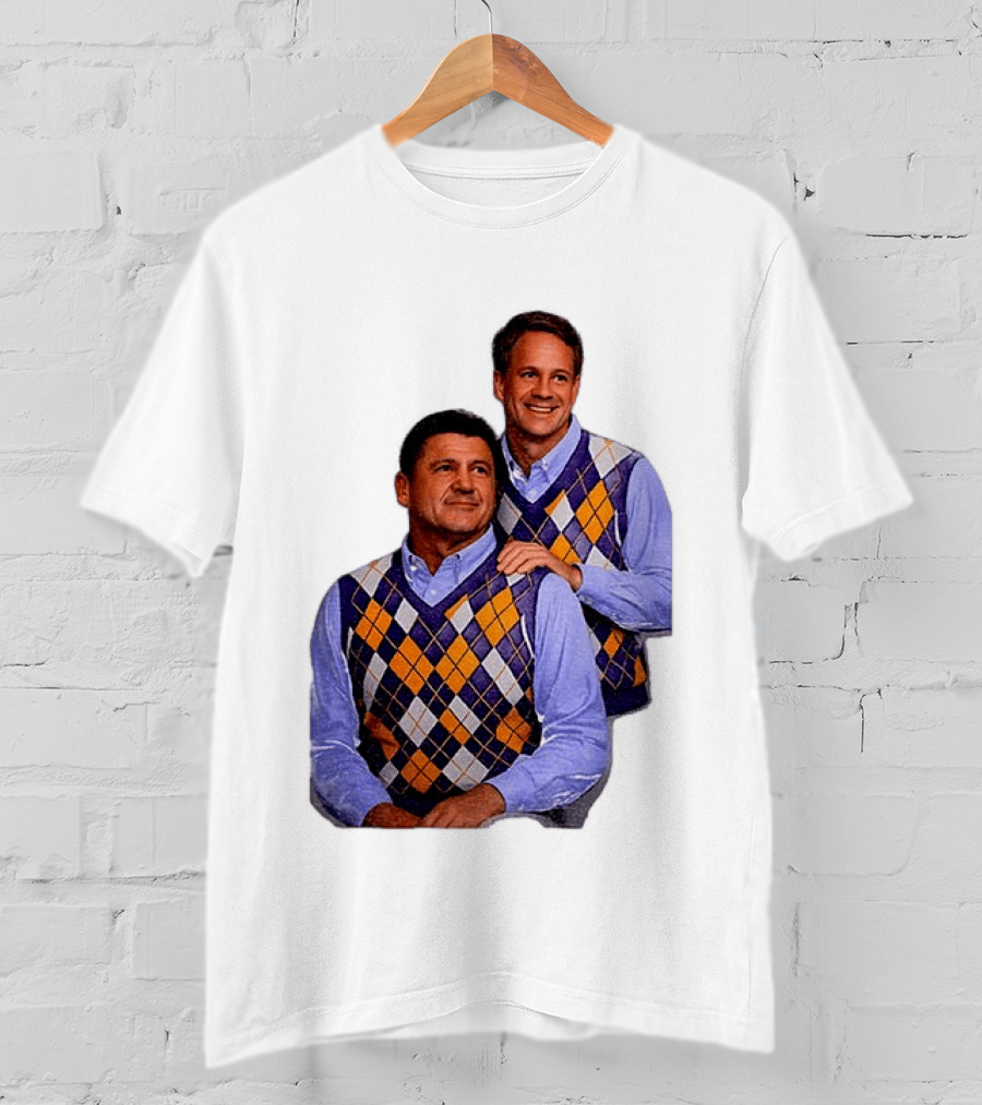 LSU Tigers Ed Orgeron Vs Kim Mulkey Argyle Sweater Coaches T-Shirt