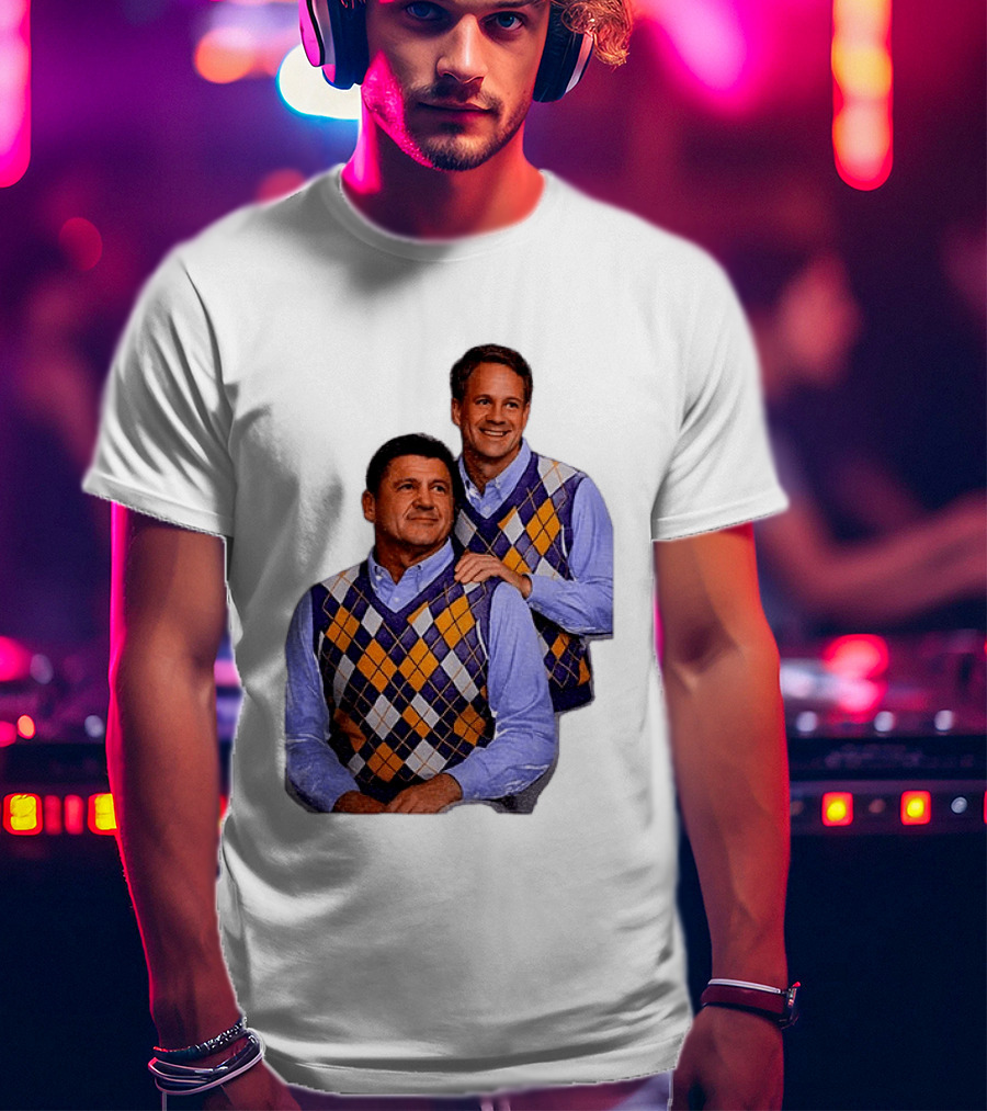 LSU Tigers Ed Orgeron Vs Kim Mulkey Argyle Sweater Coaches T-Shirt